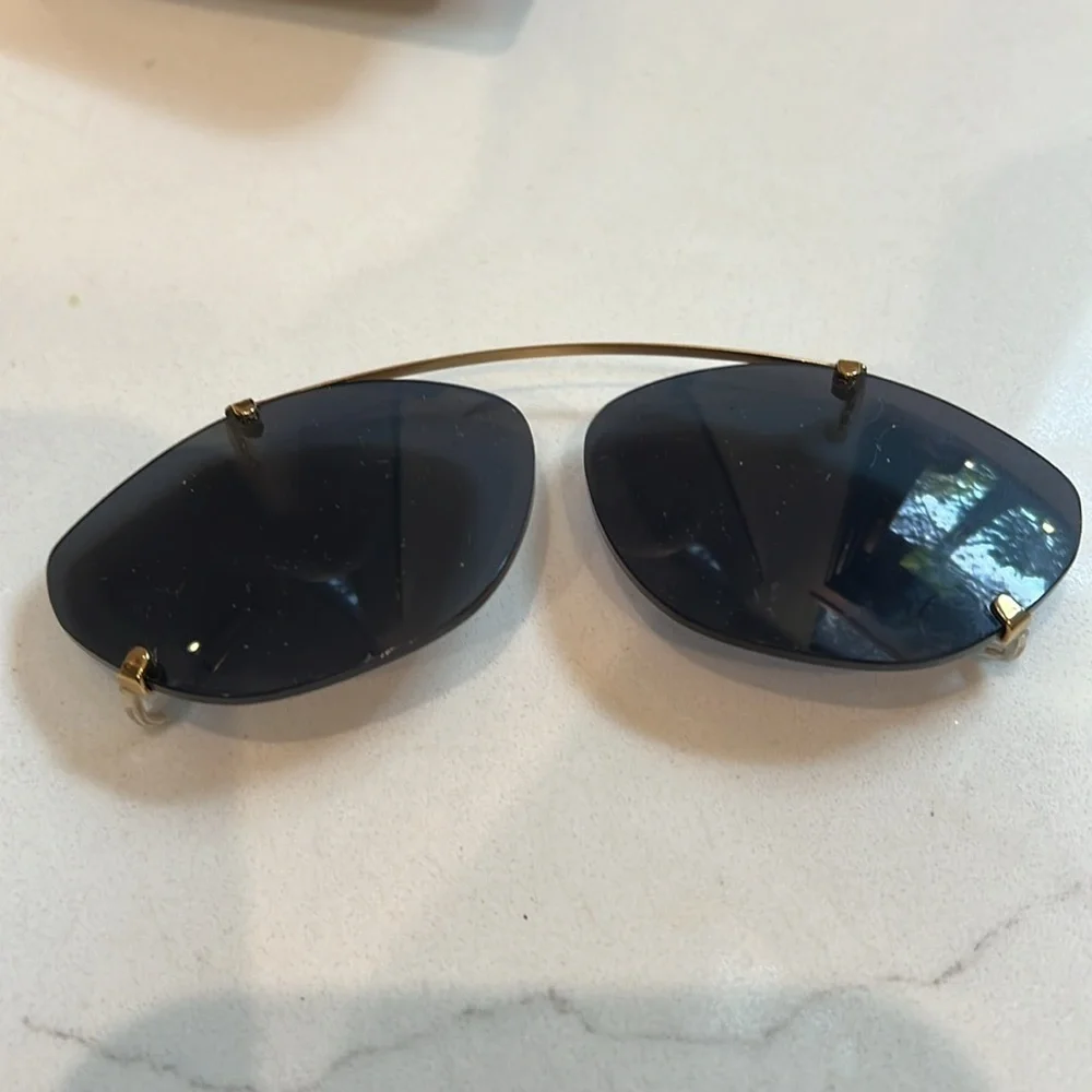 Nu-Clip Custom Clip-On Sunglasses in Denim in Belt Loop Hard Snap Leather Case